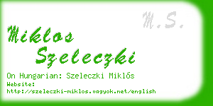 miklos szeleczki business card